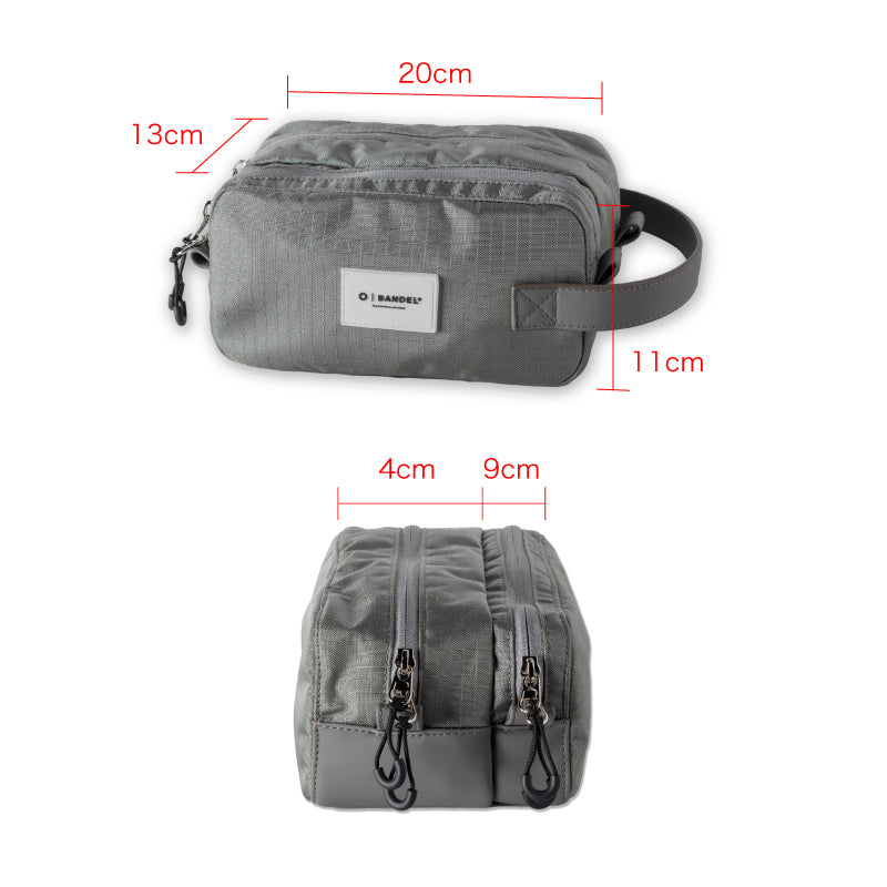RIPSTOP DOUBLE ZIP HANDLE POACH BGJ-4SDZP ポーチ ダブルジップ 軽量 / GREY×WHITE