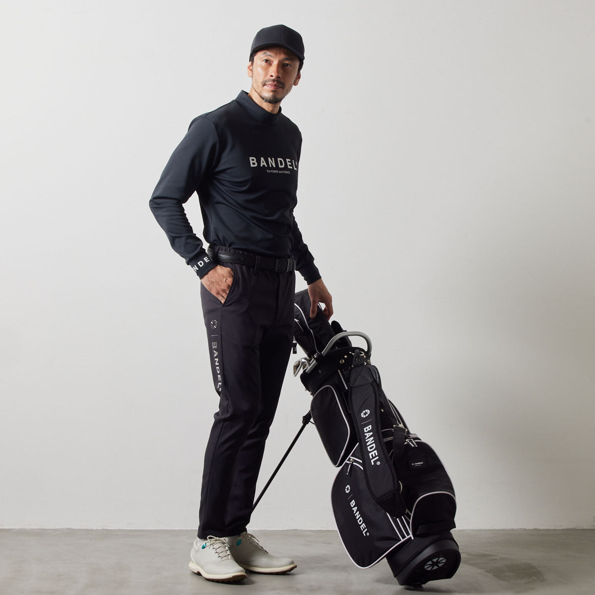 BASIC LOGO L/S MOCK NECK SHIRTS BGS-4ABLMC モックネックシャツ ハイストレッチ 保温 UVカット / BLACK