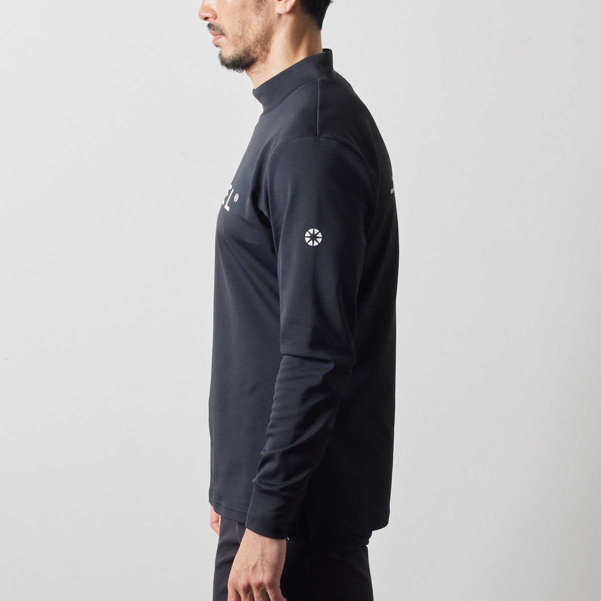 BASIC LOGO L/S MOCK NECK SHIRTS BGS-4ABLMC モックネックシャツ ハイストレッチ 保温 UVカット / BLACK