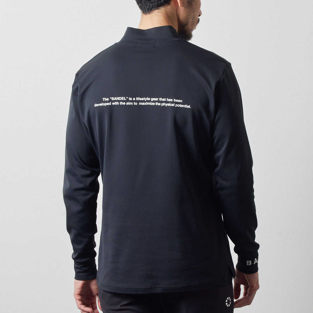 BASIC LOGO L/S MOCK NECK SHIRTS BGS-4ABLMC モックネックシャツ ハイストレッチ 保温 UVカット / BLACK