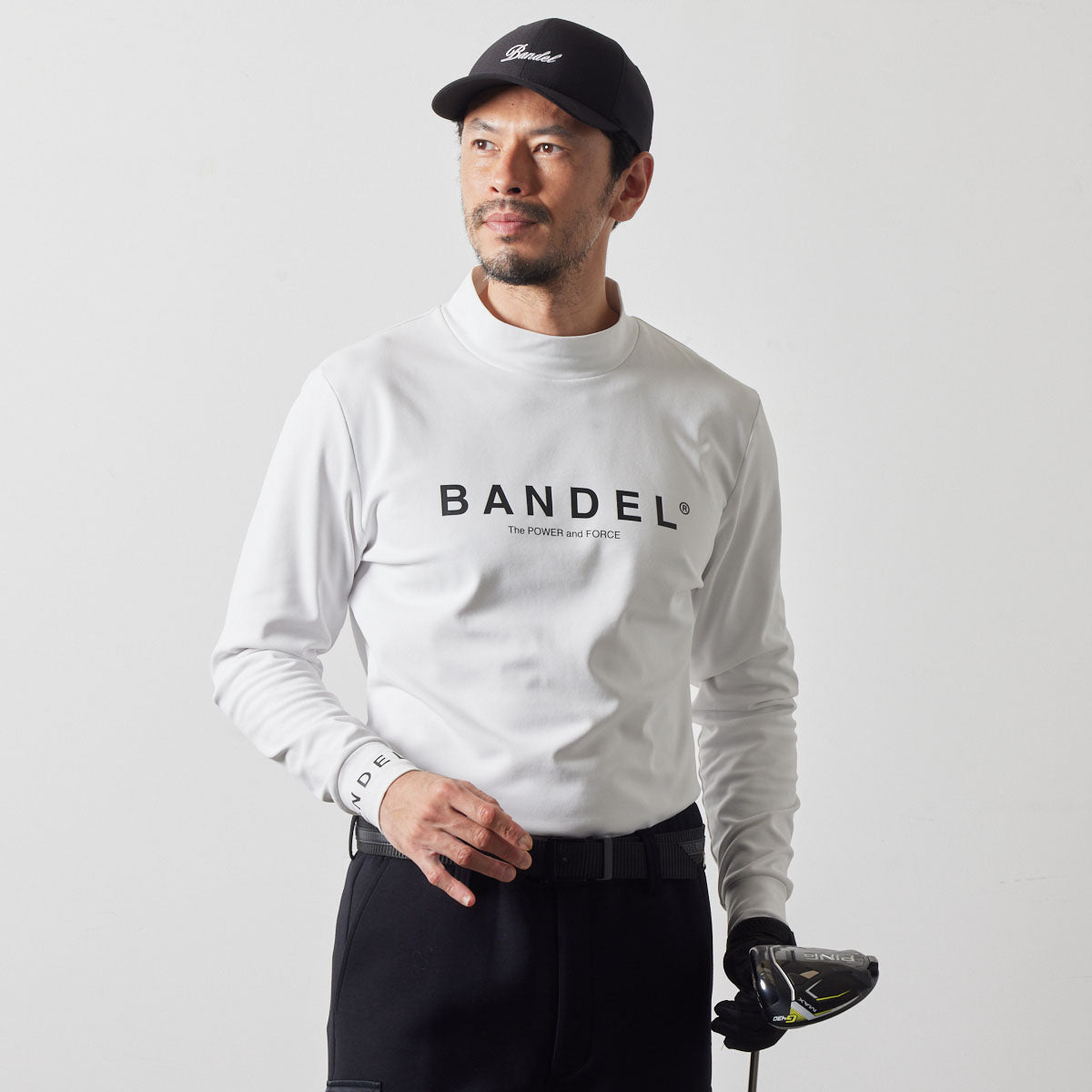 BASIC LOGO L/S MOCK NECK SHIRTS BGS-4ABLMC モックネックシャツ ハイストレッチ 保温 UVカット / WHITE