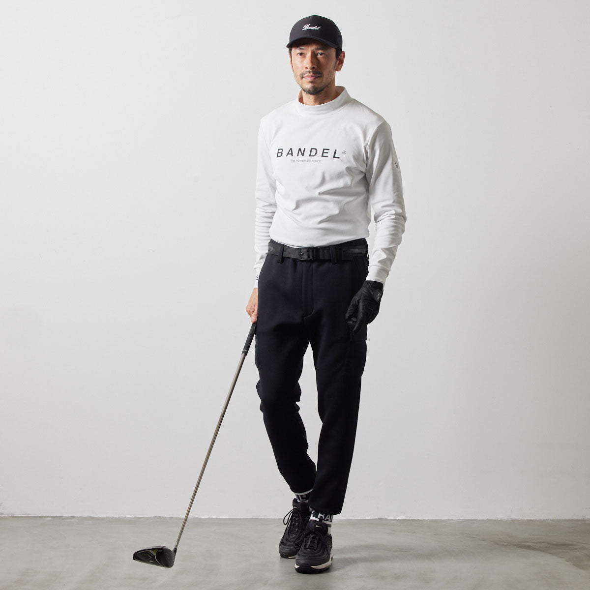 BASIC LOGO L/S MOCK NECK SHIRTS BGS-4ABLMC モックネックシャツ ハイストレッチ 保温 UVカット / WHITE