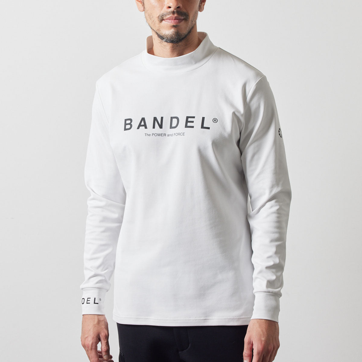 BASIC LOGO L/S MOCK NECK SHIRTS BGS-4ABLMC モックネックシャツ ハイストレッチ 保温 UVカット / WHITE