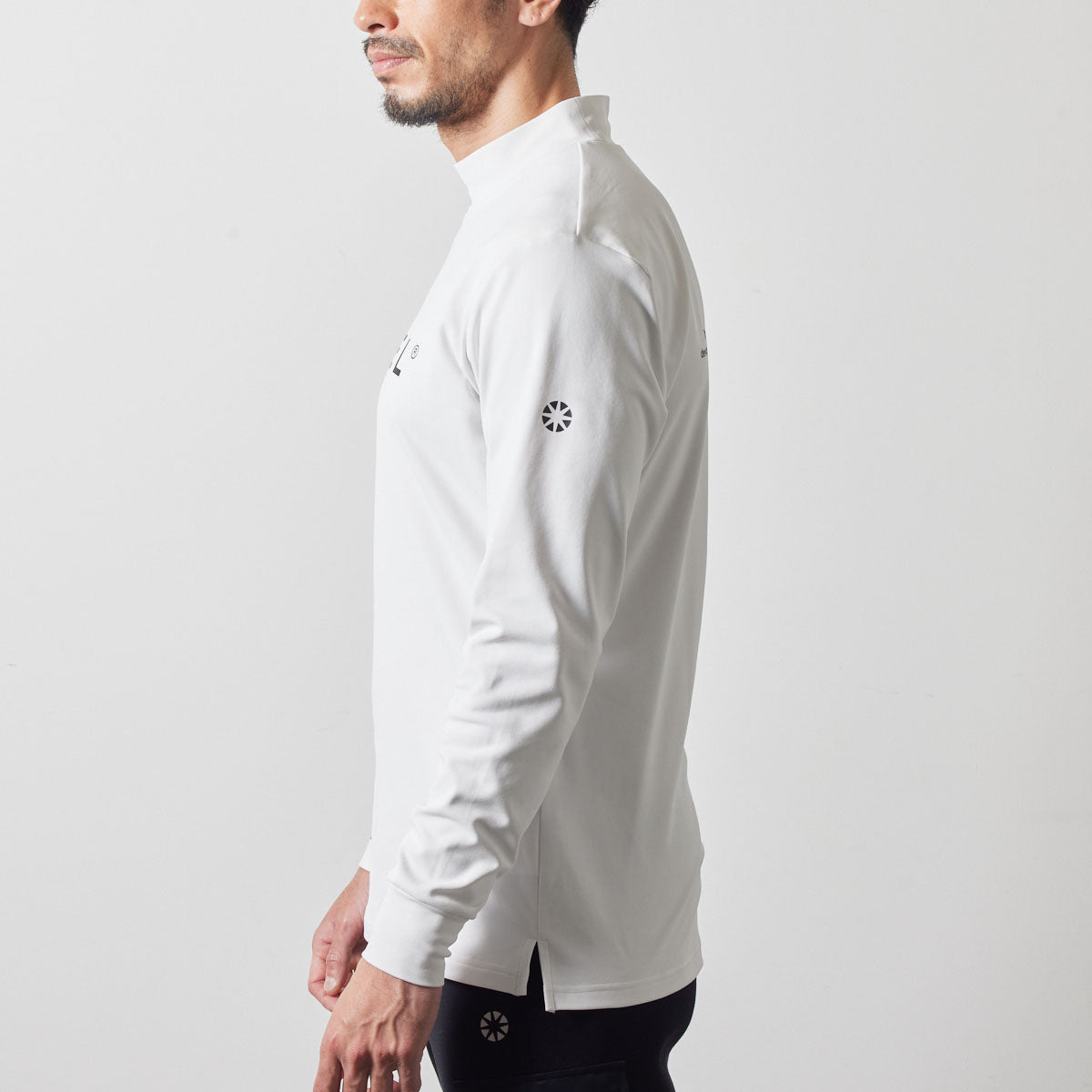 BASIC LOGO L/S MOCK NECK SHIRTS BGS-4ABLMC モックネックシャツ ハイストレッチ 保温 UVカット / WHITE