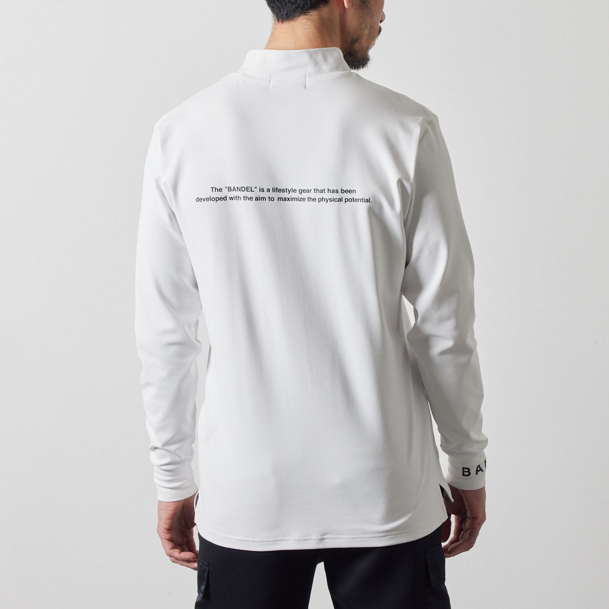 BASIC LOGO L/S MOCK NECK SHIRTS BGS-4ABLMC モックネックシャツ ハイストレッチ 保温 UVカット / WHITE