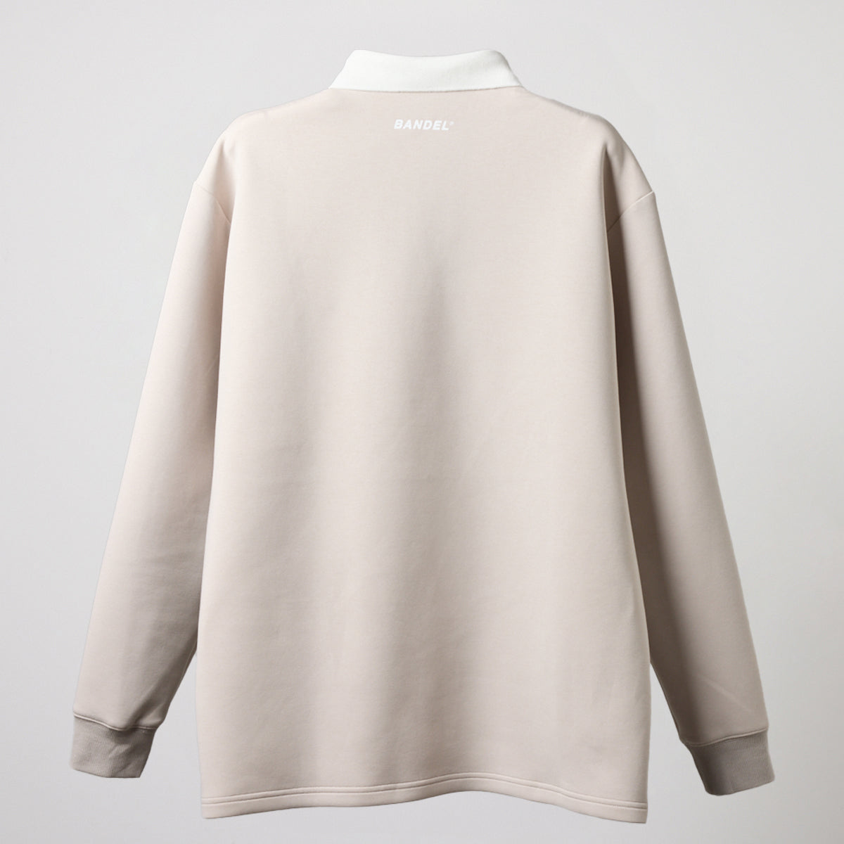 COLOR BLOCK L/S RUGBY POLO BGS-4ACBRP 軽量 保温 伸縮性 ルーズフィット / BEIGE×WHITE
