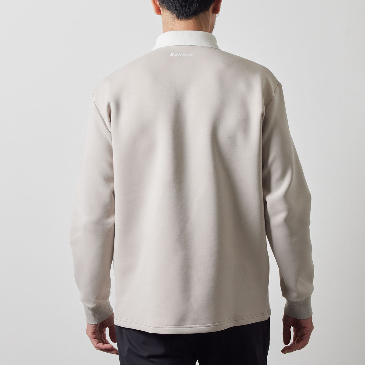 COLOR BLOCK L/S RUGBY POLO BGS-4ACBRP 軽量 保温 伸縮性 ルーズフィット / BEIGE×WHITE