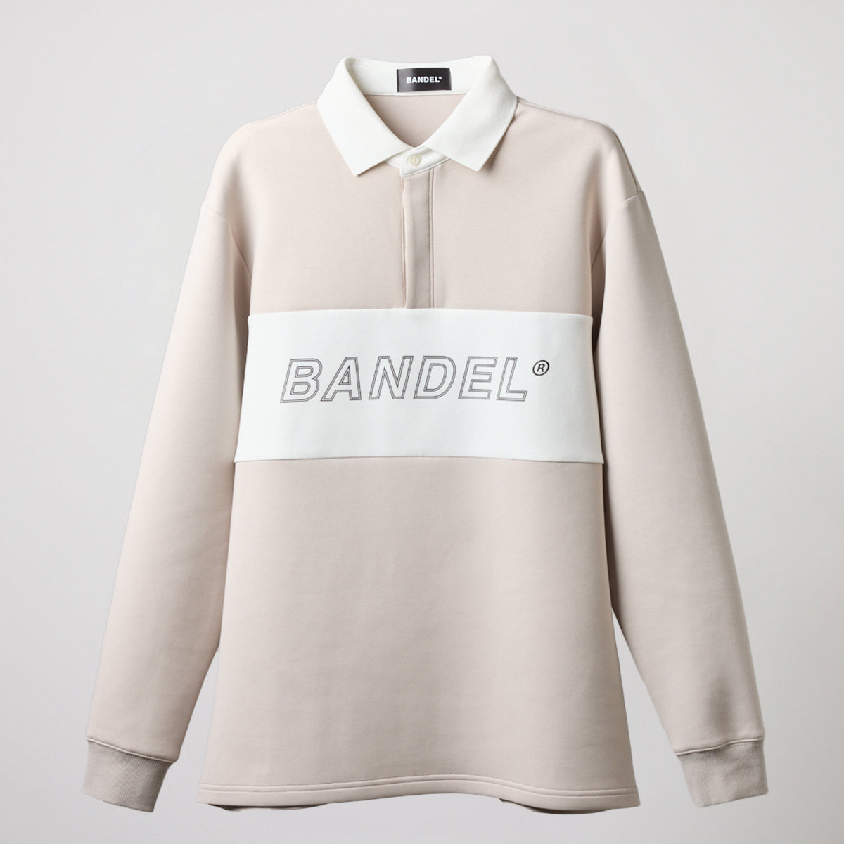 COLOR BLOCK L/S RUGBY POLO BGS-4ACBRP 軽量 保温 伸縮性 ルーズフィット / BEIGE×WHITE