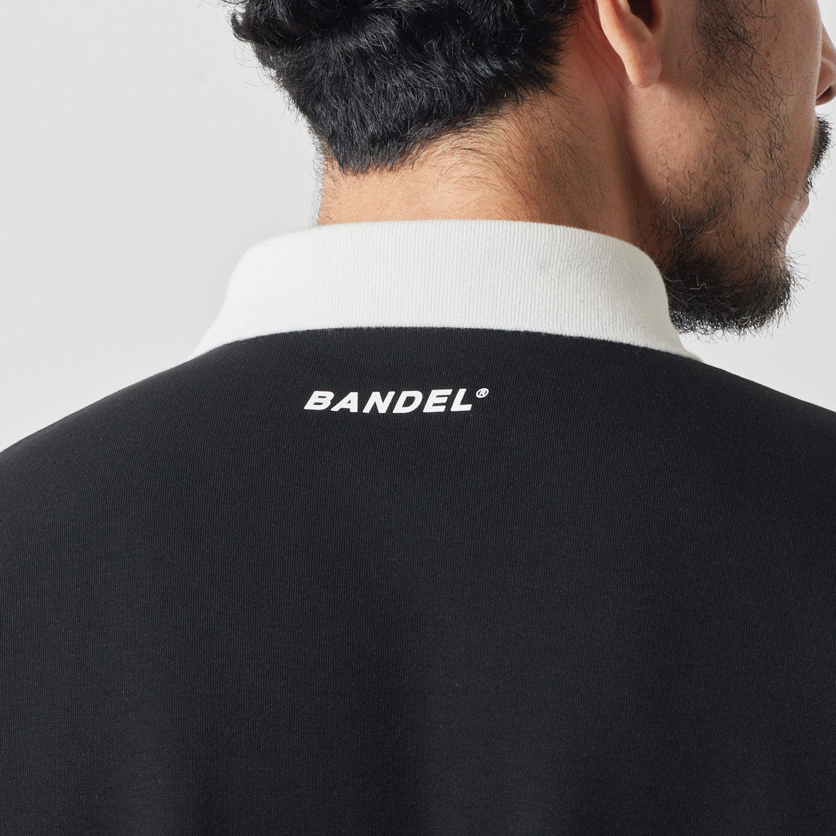 COLOR BLOCK L/S RUGBY POLO BGS-4ACBRP 軽量 保温 伸縮性 ルーズフィット / BLACK×WHITE