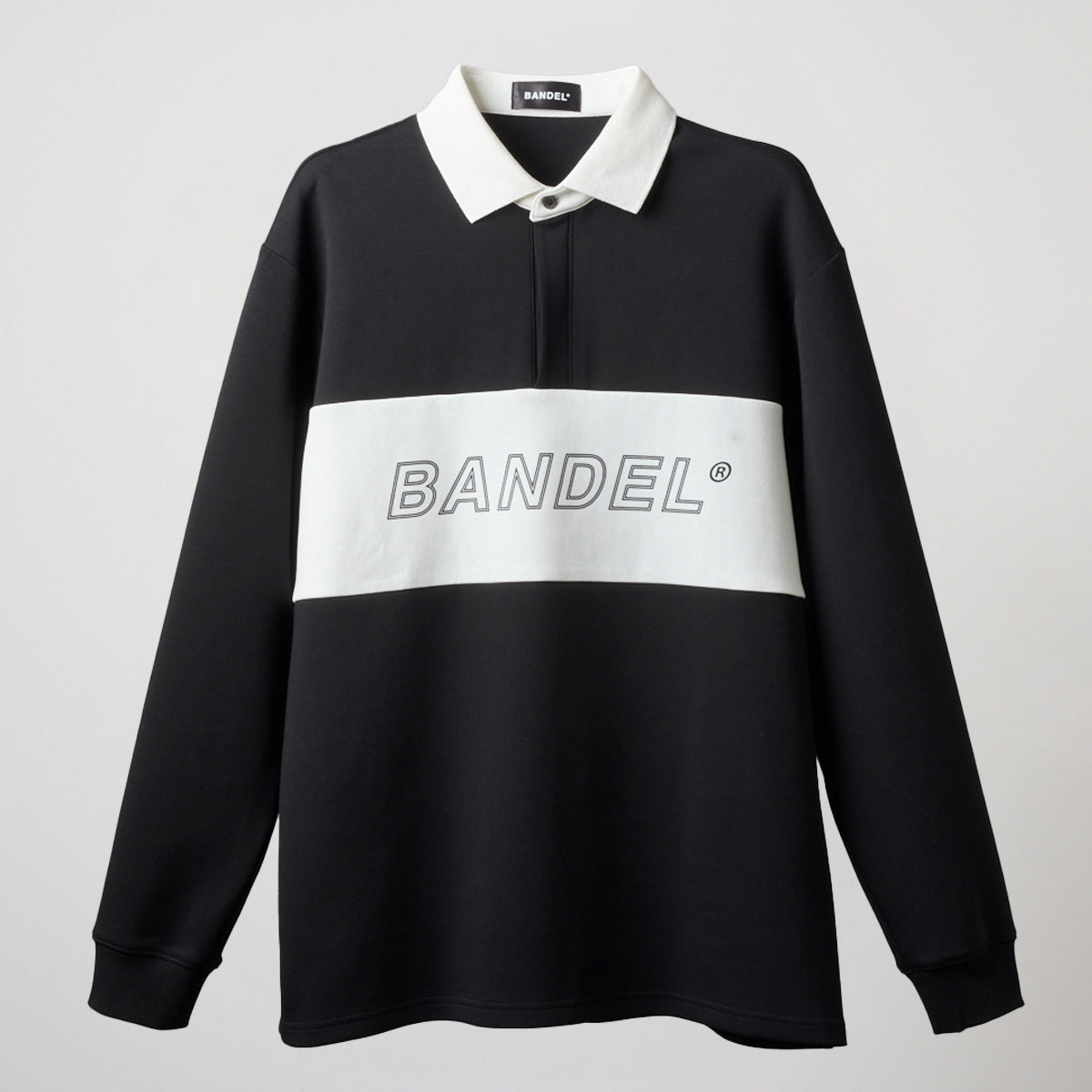 COLOR BLOCK L/S RUGBY POLO BGS-4ACBRP 軽量 保温 伸縮性 ルーズフィット / BLACK×WHITE