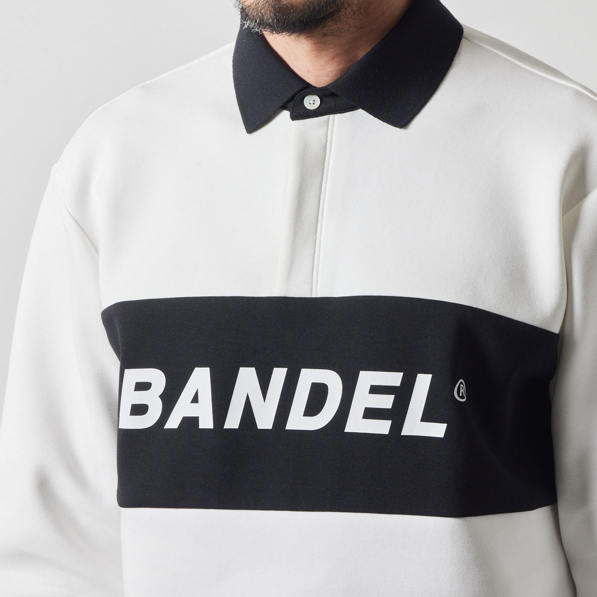 COLOR BLOCK L/S RUGBY POLO BGS-4ACBRP 軽量 保温 伸縮性 ルーズフィット / WHITE×BLACK