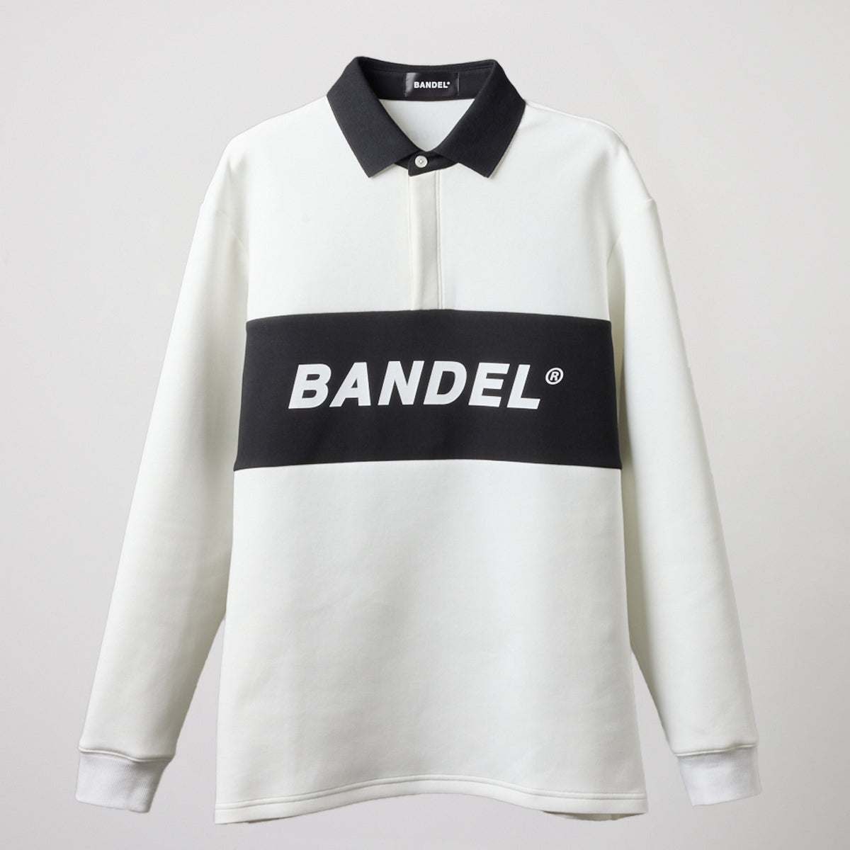 COLOR BLOCK L/S RUGBY POLO BGS-4ACBRP 軽量 保温 伸縮性 ルーズフィット / WHITE×BLACK