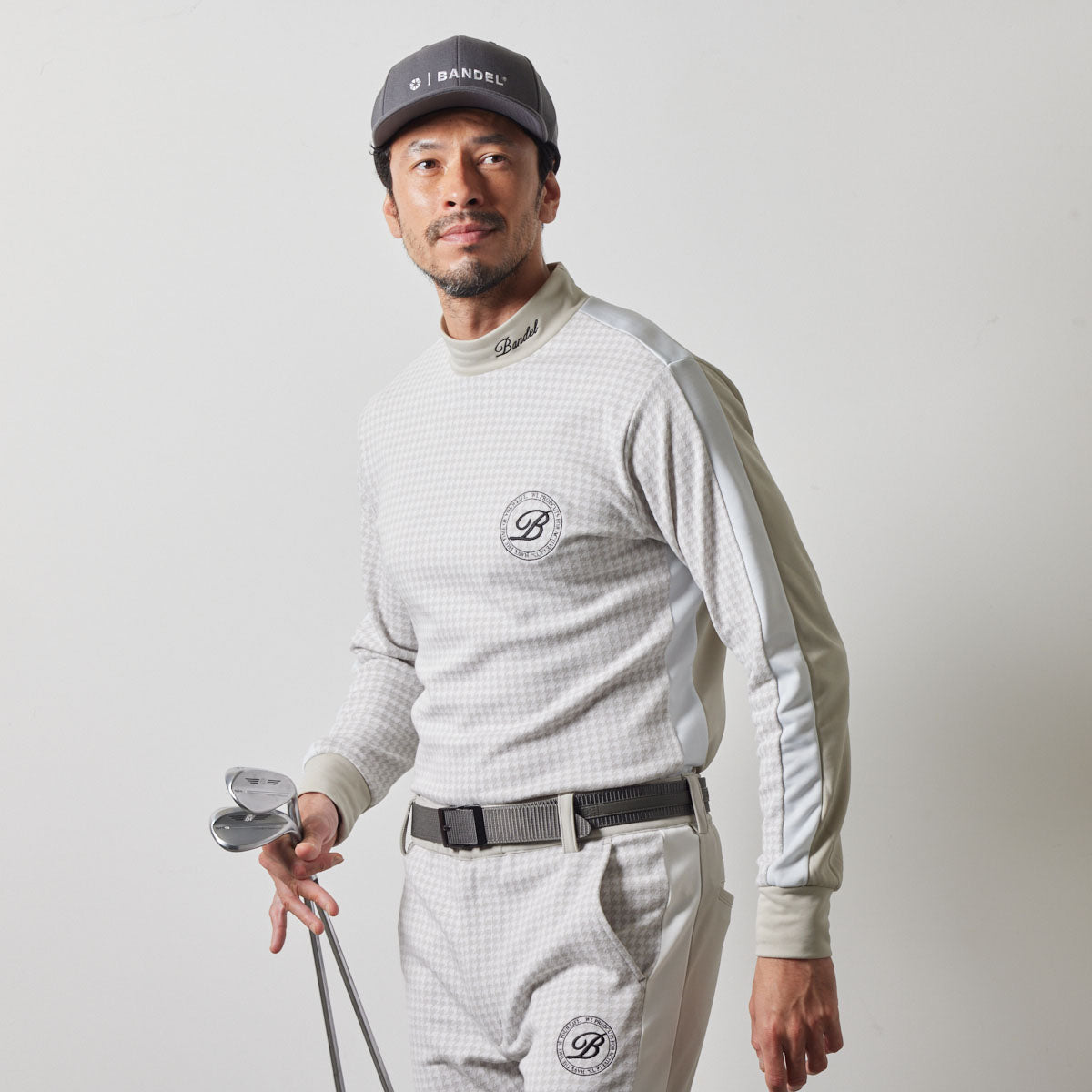 HOUNDSTOOTH BICOLOR L/S MOC SHIRTS BGS-4AHBMC モックネックシャツ 新素材 速乾 軽量 / GREIGE