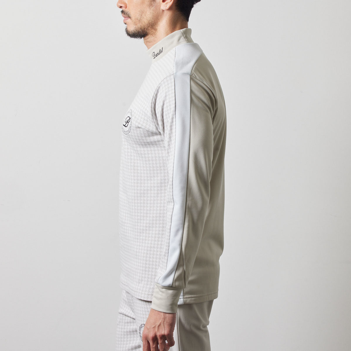 HOUNDSTOOTH BICOLOR L/S MOC SHIRTS BGS-4AHBMC モックネックシャツ 新素材 速乾 軽量 / GREIGE