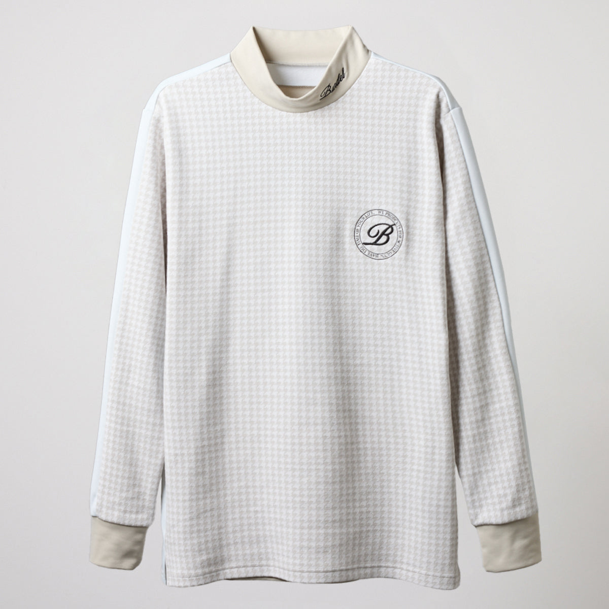 HOUNDSTOOTH BICOLOR L/S MOC SHIRTS BGS-4AHBMC モックネックシャツ 新素材 速乾 軽量 / GREIGE