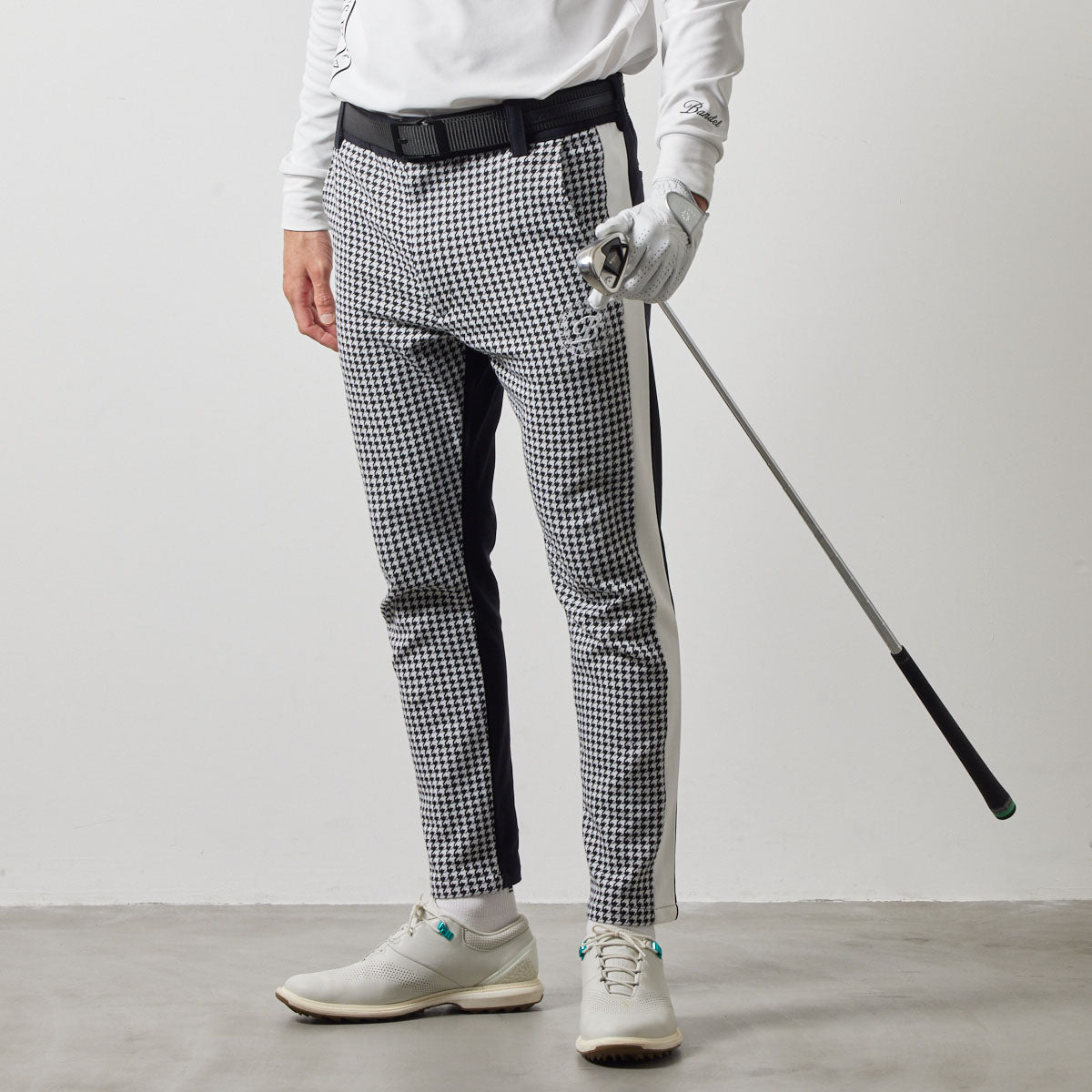 HOUNDSTOOTH BICOLOR TAPERED PANTS BGS-4AHBTP テーパードパンツ 4wayストレッチ 脚長効果 発熱素材 セットアップ / BLACK