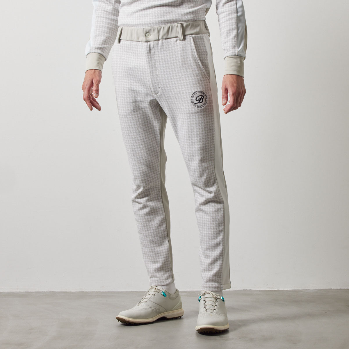 HOUNDSTOOTH BICOLOR TAPERED PANTS BGS-4AHBTP テーパードパンツ 4wayストレッチ 脚長効果 発熱素材 セットアップ / GREIGE