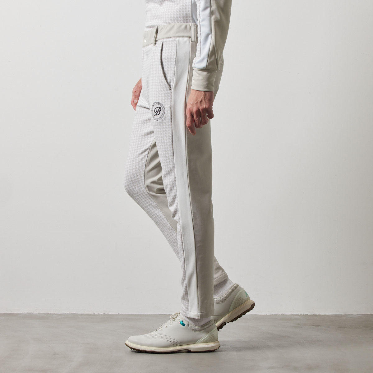 HOUNDSTOOTH BICOLOR TAPERED PANTS BGS-4AHBTP テーパードパンツ 4wayストレッチ 脚長効果 発熱素材 セットアップ / GREIGE