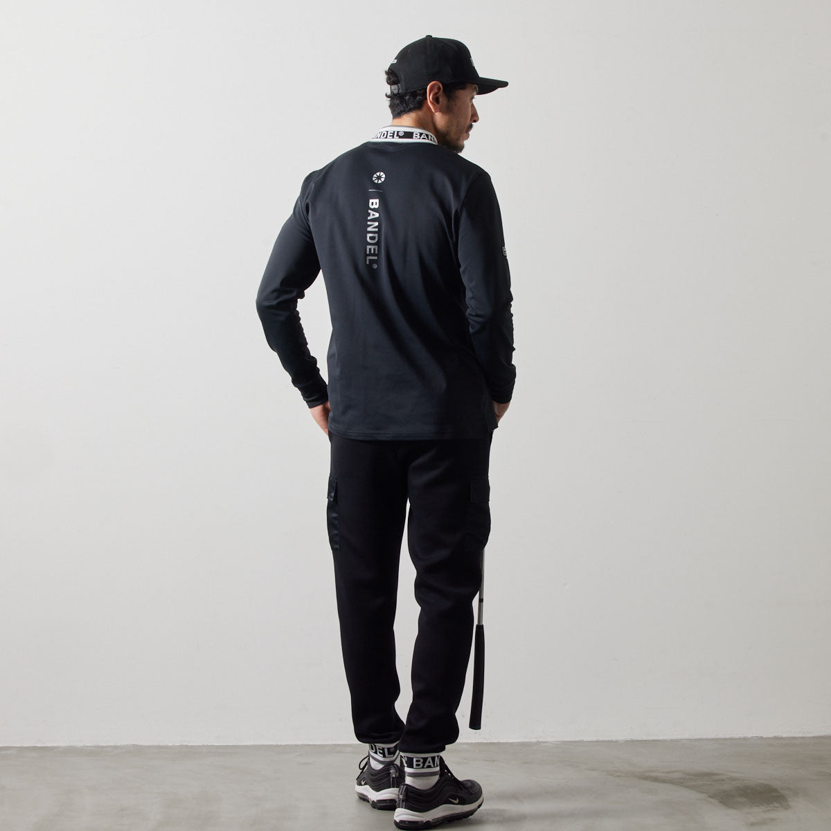 JACQUARD RIB L/S MOC SHIRTS BGS-4AJRMC モックネックシャツ ハイストレッチ 保温 UVカット 軽量 / BLACK