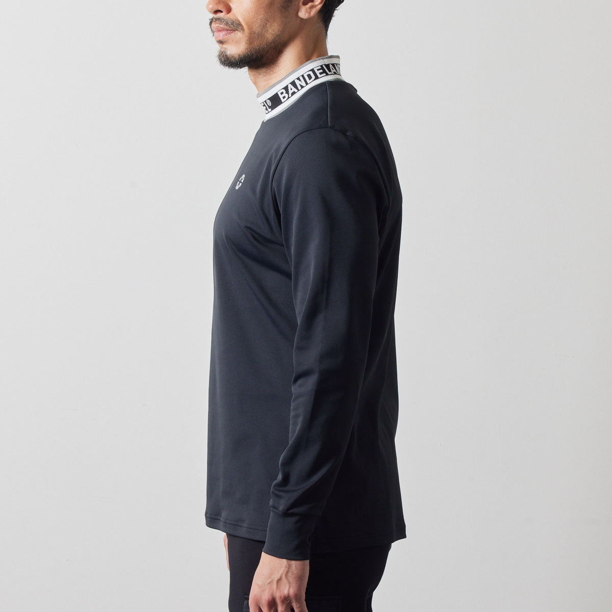 JACQUARD RIB L/S MOC SHIRTS BGS-4AJRMC モックネックシャツ ハイストレッチ 保温 UVカット 軽量 / BLACK