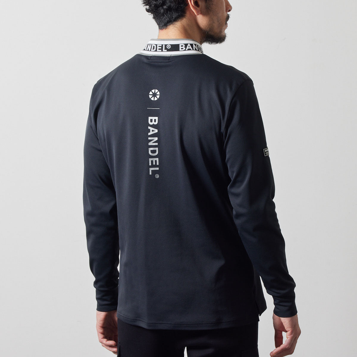 JACQUARD RIB L/S MOC SHIRTS BGS-4AJRMC モックネックシャツ ハイストレッチ 保温 UVカット 軽量 / BLACK