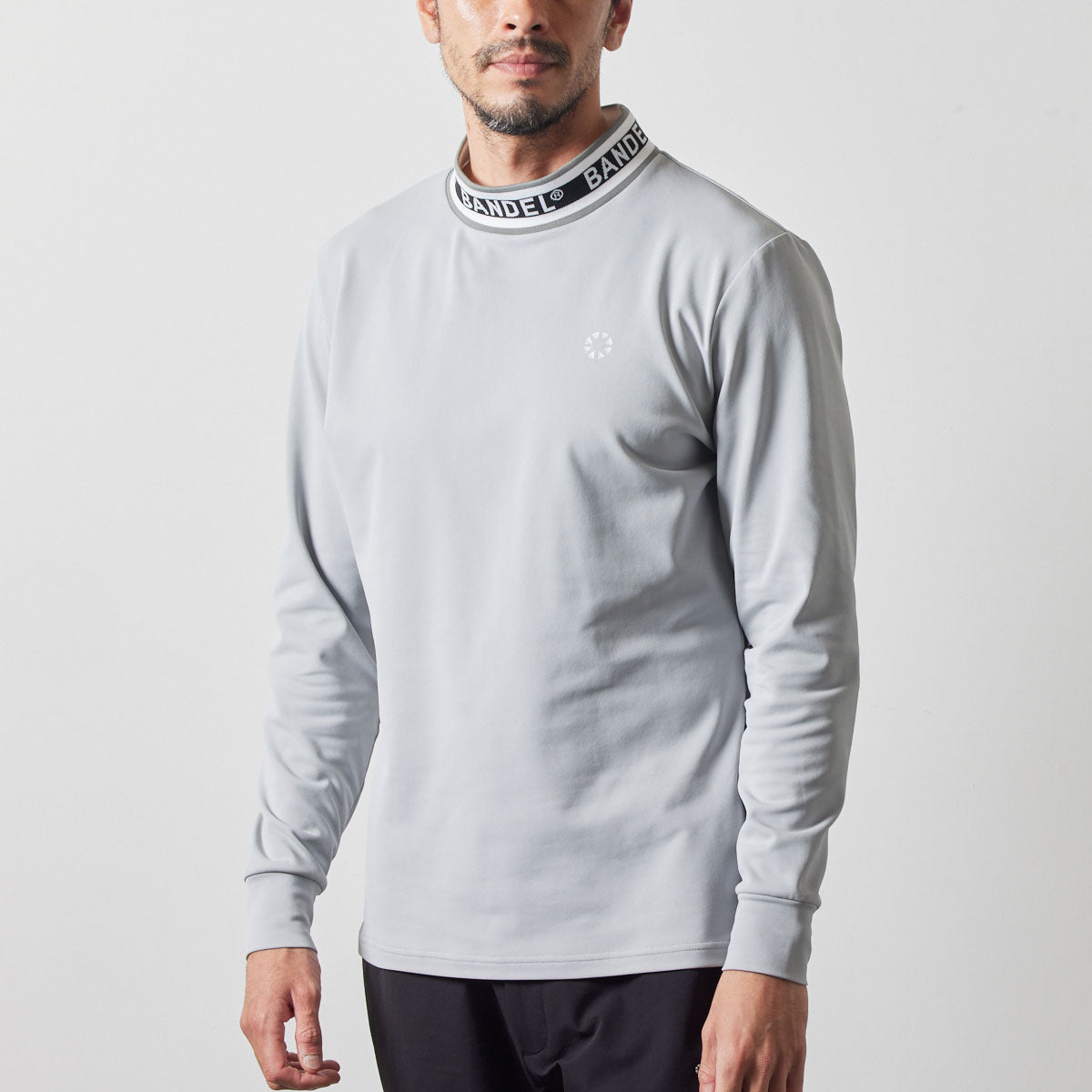 JACQUARD RIB L/S MOC SHIRTS BGS-4AJRMC モックネックシャツ ハイストレッチ 保温 UVカット 軽量 / LIGHT GREY