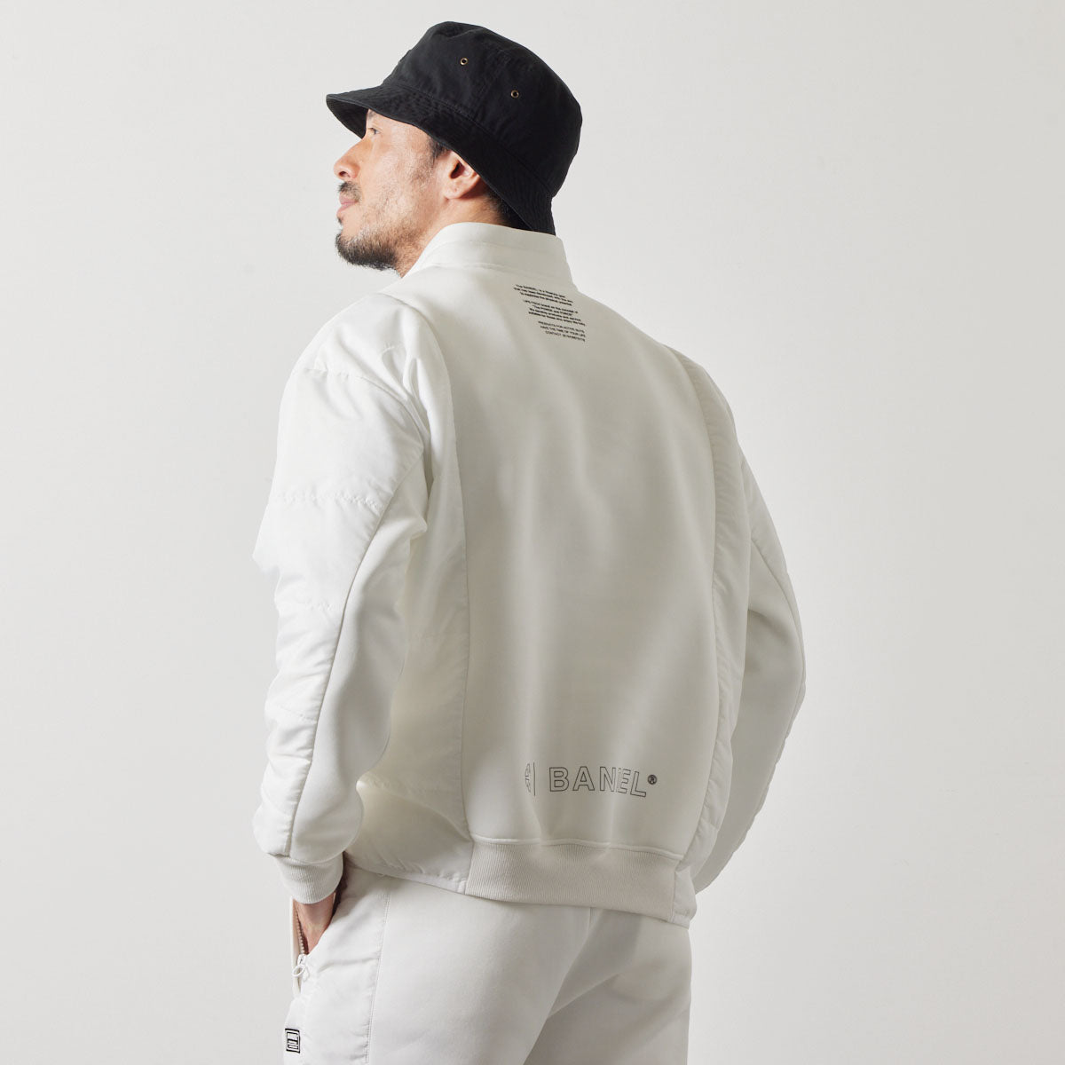 PUFFER SLEEVE HALF ZIP BLOUSON BGS-4APSHB ブルゾン ハーフジップ 軽量 保温 中綿 動きやすい ルーズフィット セットアップ / WHITE