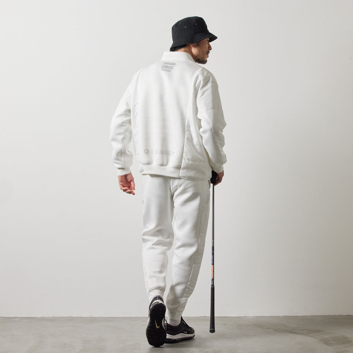 PUFFER SLEEVE HALF ZIP BLOUSON BGS-4APSHB ブルゾン ハーフジップ 軽量 保温 中綿 動きやすい ルーズフィット セットアップ / WHITE
