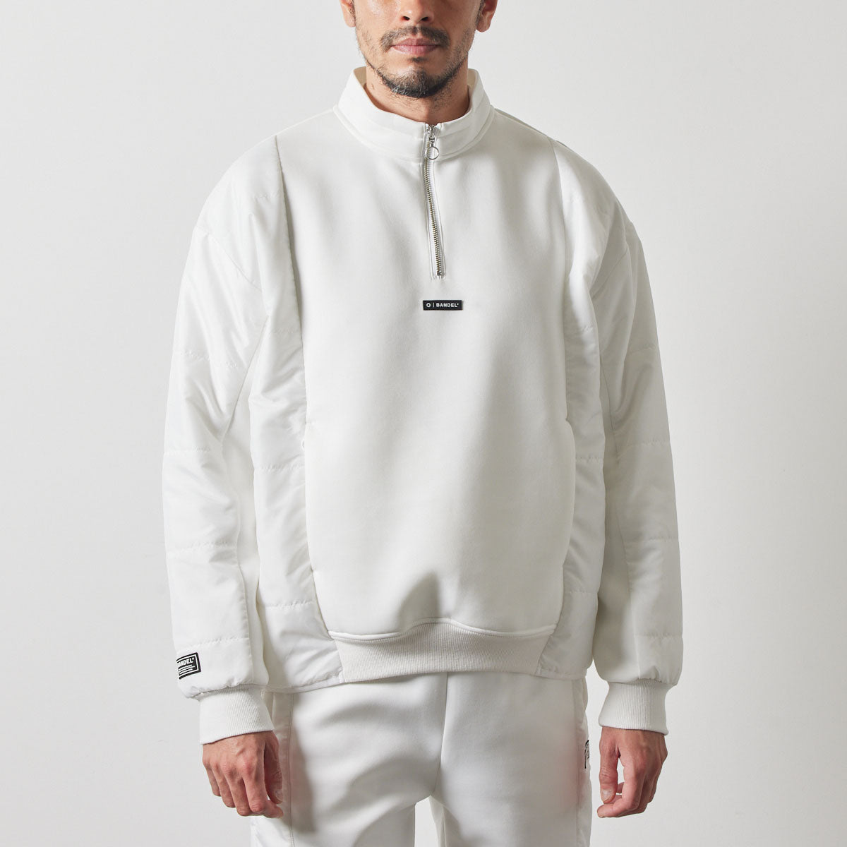 PUFFER SLEEVE HALF ZIP BLOUSON BGS-4APSHB ブルゾン ハーフジップ 軽量 保温 中綿 動きやすい ルーズフィット セットアップ / WHITE