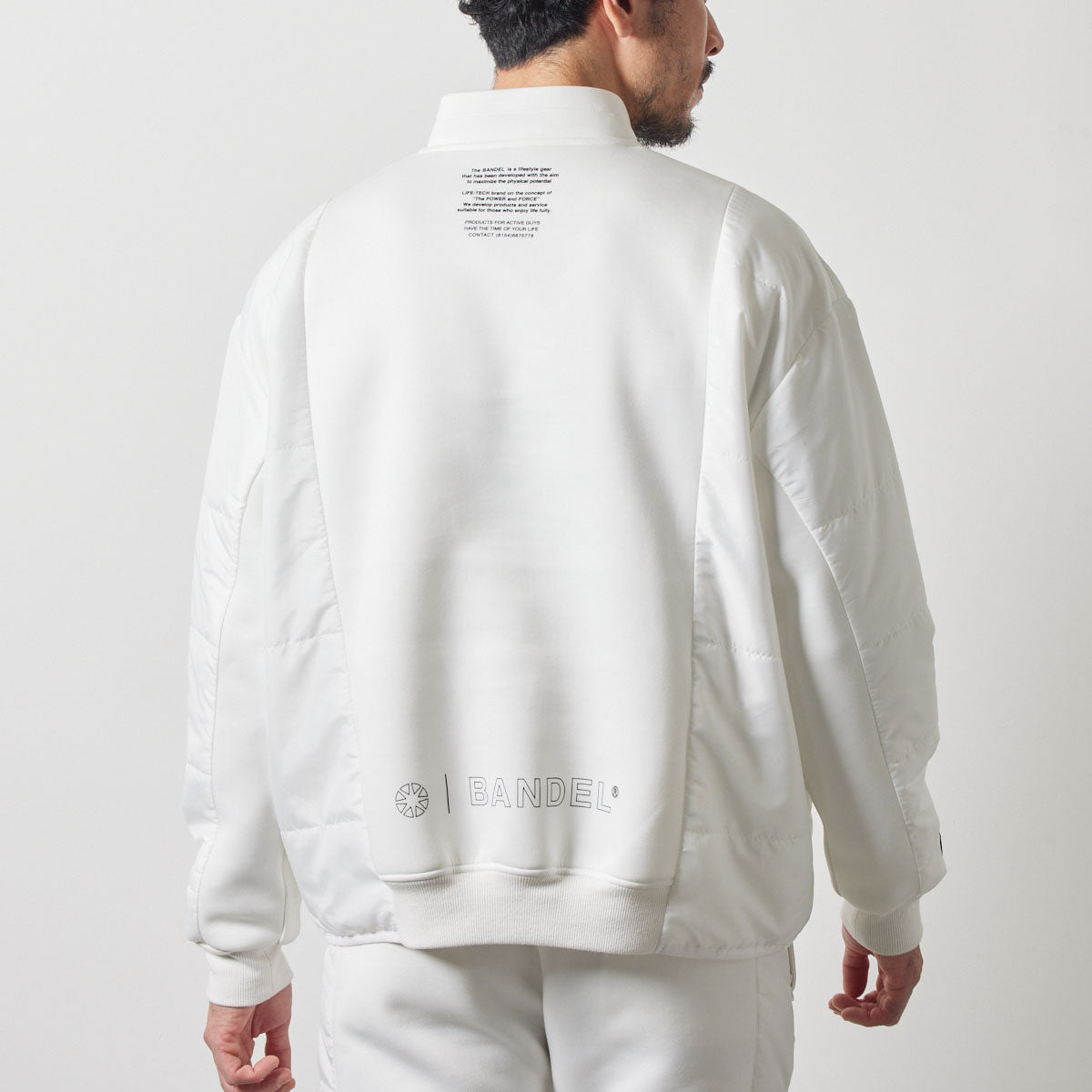 PUFFER SLEEVE HALF ZIP BLOUSON BGS-4APSHB ブルゾン ハーフジップ 軽量 保温 中綿 動きやすい ルーズフィット セットアップ / WHITE