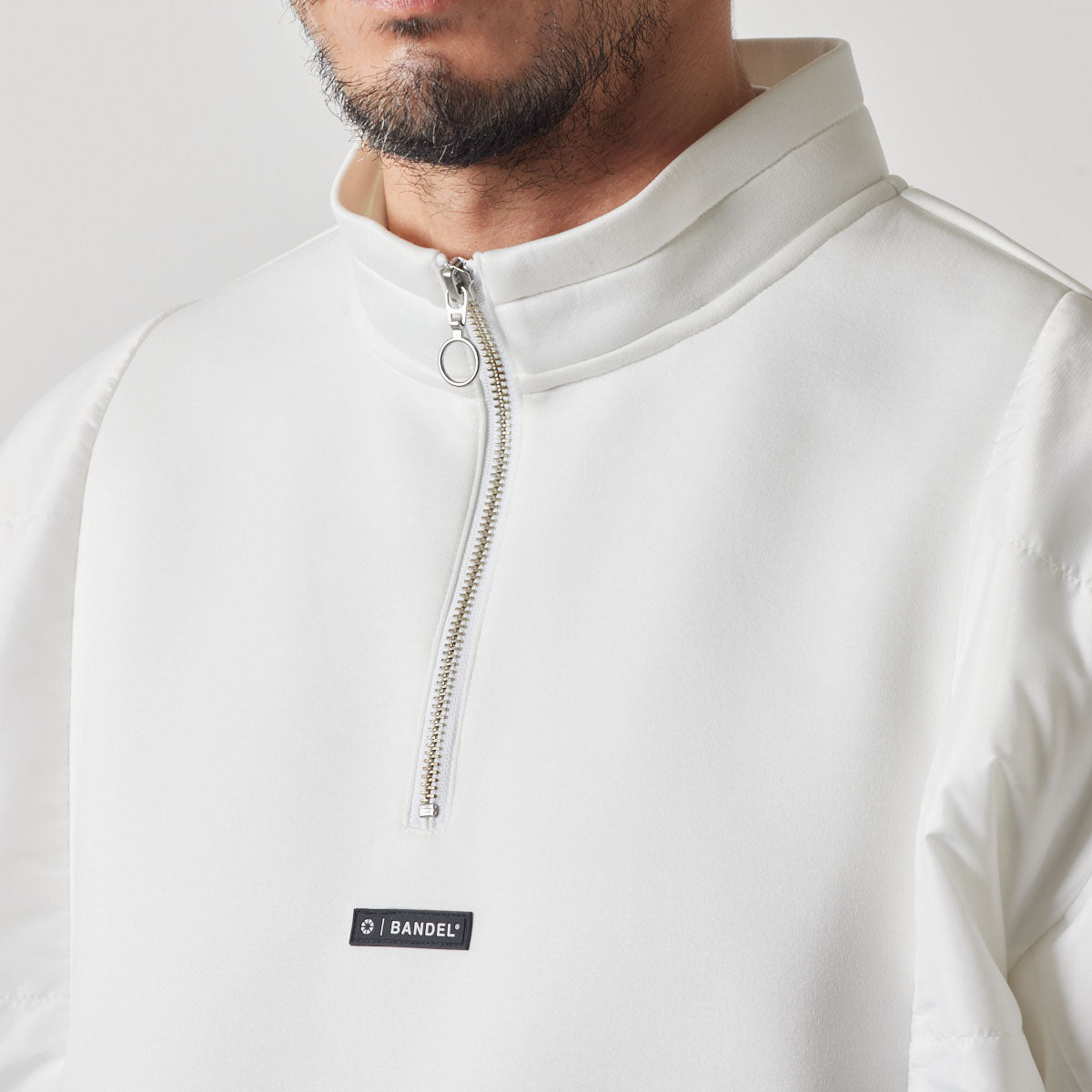 PUFFER SLEEVE HALF ZIP BLOUSON BGS-4APSHB ブルゾン ハーフジップ 軽量 保温 中綿 動きやすい ルーズフィット セットアップ / WHITE
