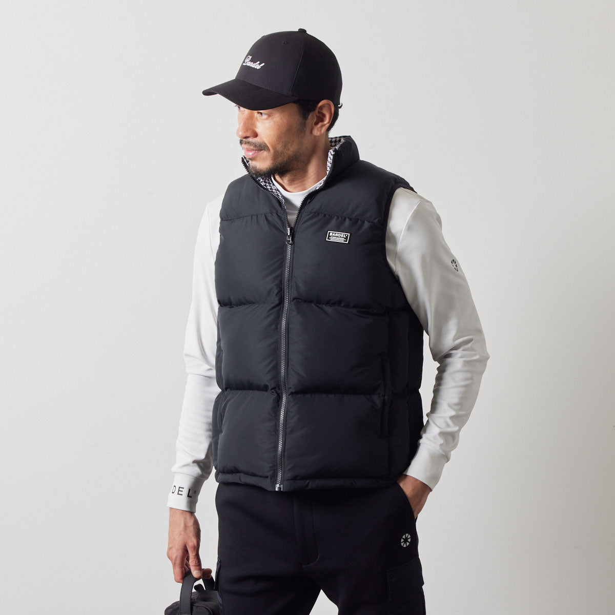 BANDEL GOLF REVERSIBLE DOWN VEST BGS-4ARDVT ダウンベスト リバーシブル 防寒性 / BLACK×HOUNDSTOOTH