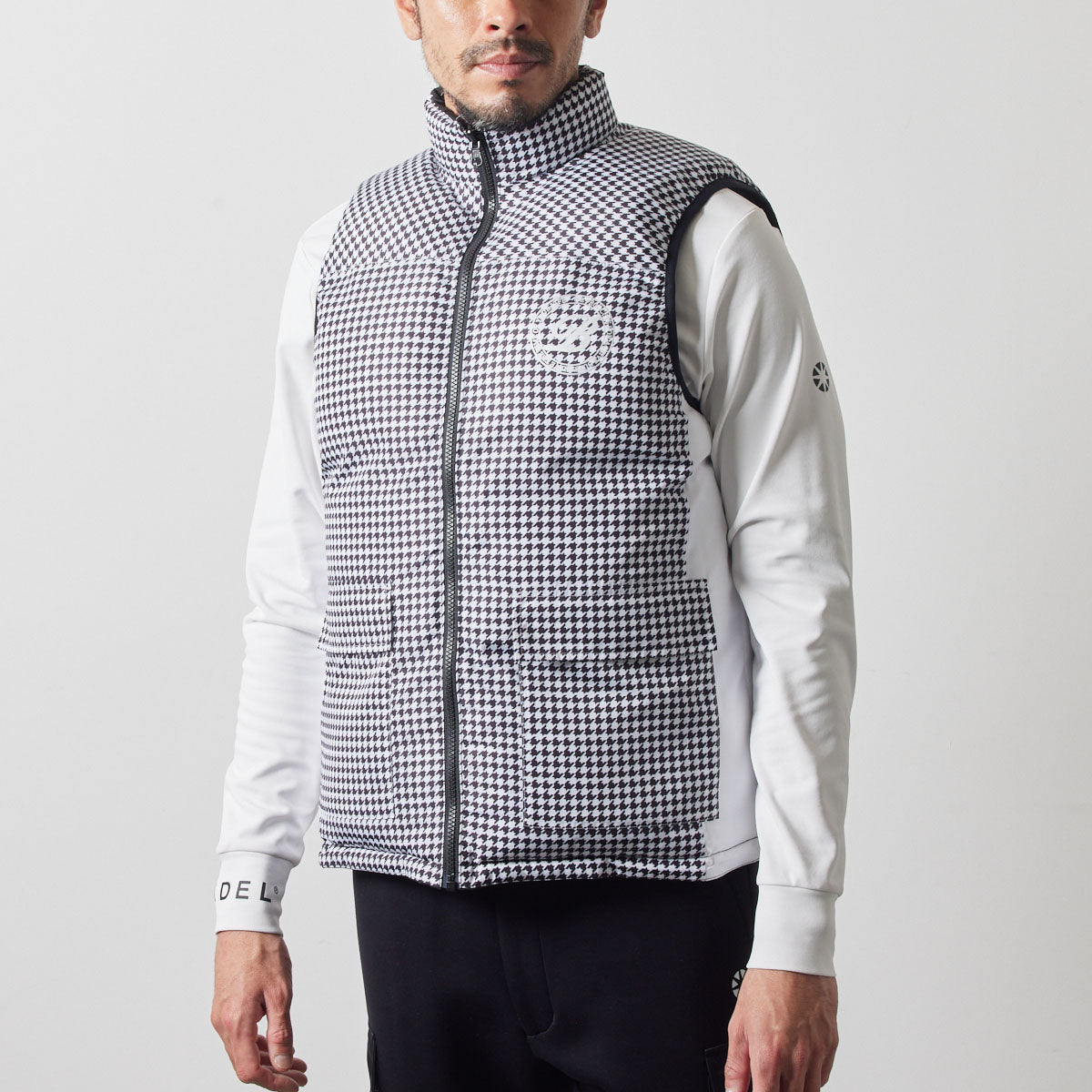 BANDEL GOLF REVERSIBLE DOWN VEST BGS-4ARDVT ダウンベスト リバーシブル 防寒性 / BLACK×HOUNDSTOOTH
