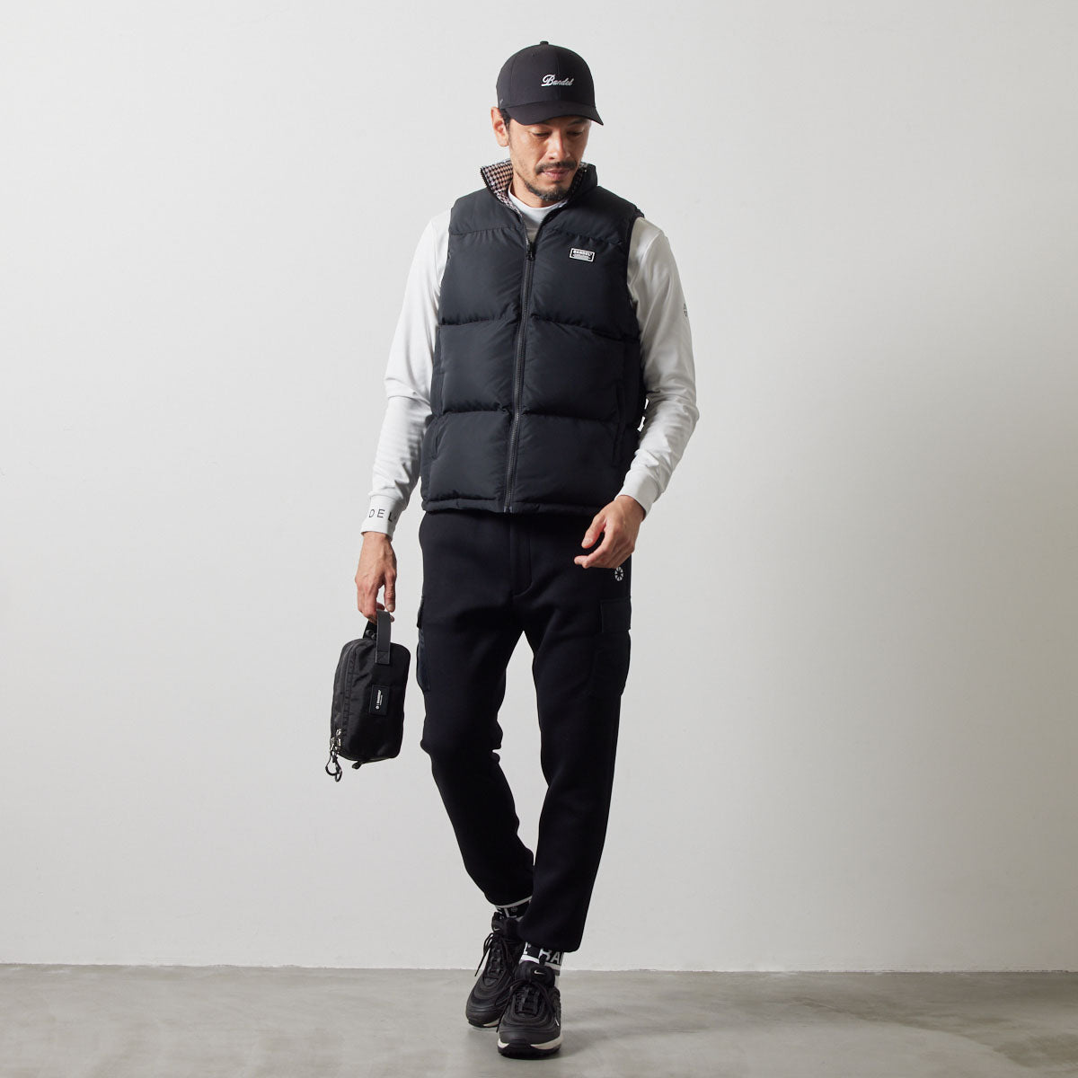BANDEL GOLF REVERSIBLE DOWN VEST BGS-4ARDVT ダウンベスト リバーシブル 防寒性 / BLACK×HOUNDSTOOTH