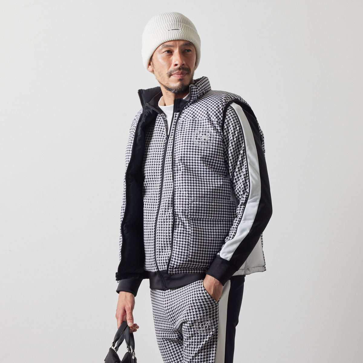 BANDEL GOLF REVERSIBLE DOWN VEST BGS-4ARDVT ダウンベスト リバーシブル 防寒性 / BLACK×HOUNDSTOOTH