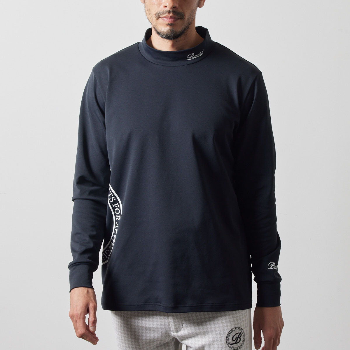 SIDE LOGO L/S MOCK NECK SHIRTS BGS-4ASLMC モックネックシャツ ハイストレッチ 保温 UVカット / BLACK