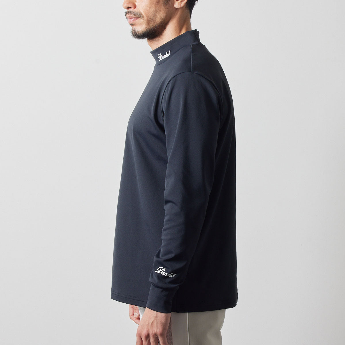 SIDE LOGO L/S MOCK NECK SHIRTS BGS-4ASLMC モックネックシャツ ハイストレッチ 保温 UVカット / BLACK