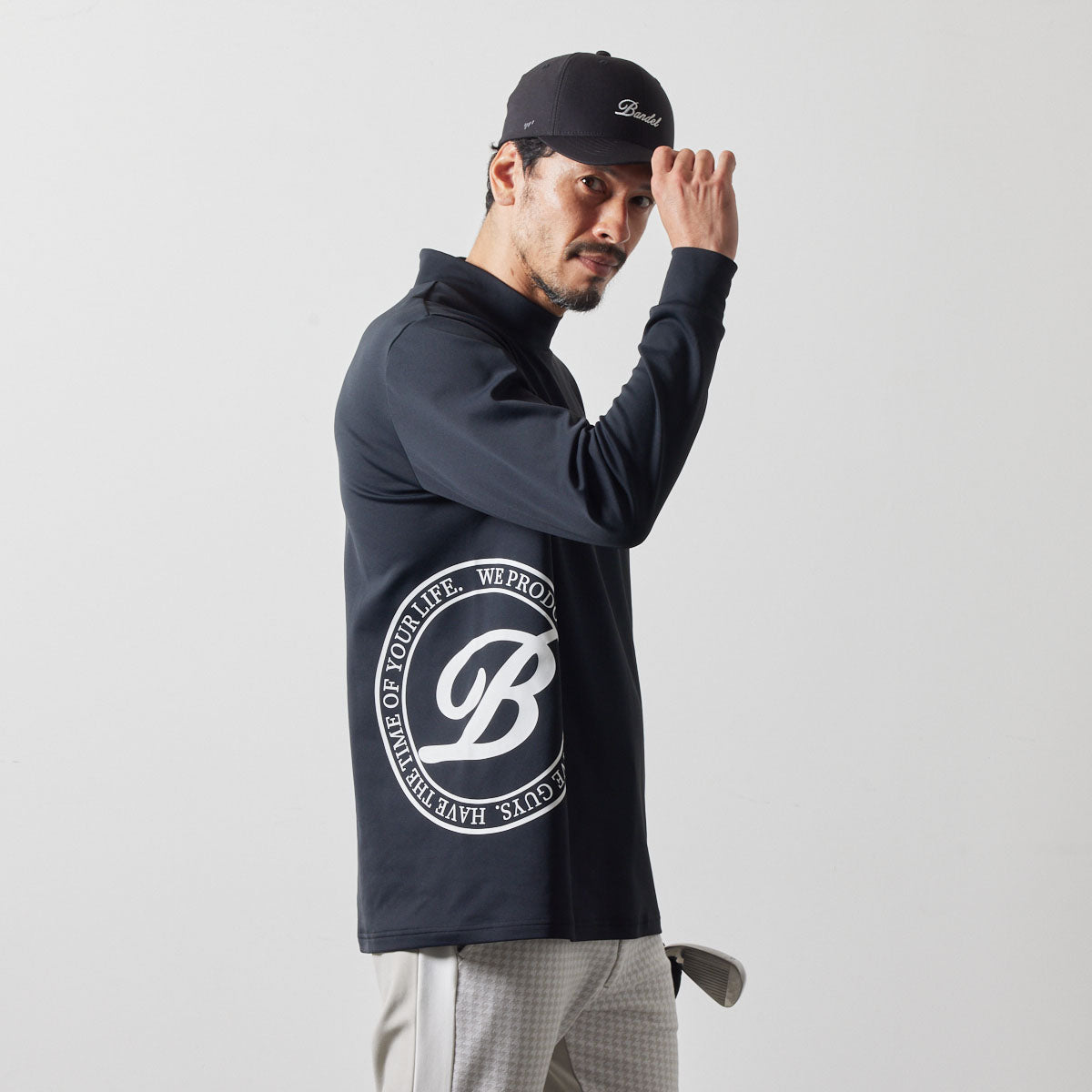 SIDE LOGO L/S MOCK NECK SHIRTS BGS-4ASLMC モックネックシャツ ハイストレッチ 保温 UVカット / BLACK