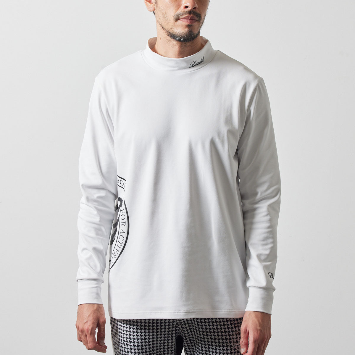 SIDE LOGO L/S MOCK NECK SHIRTS BGS-4ASLMC モックネックシャツ ハイストレッチ 保温 UVカット / WHITE