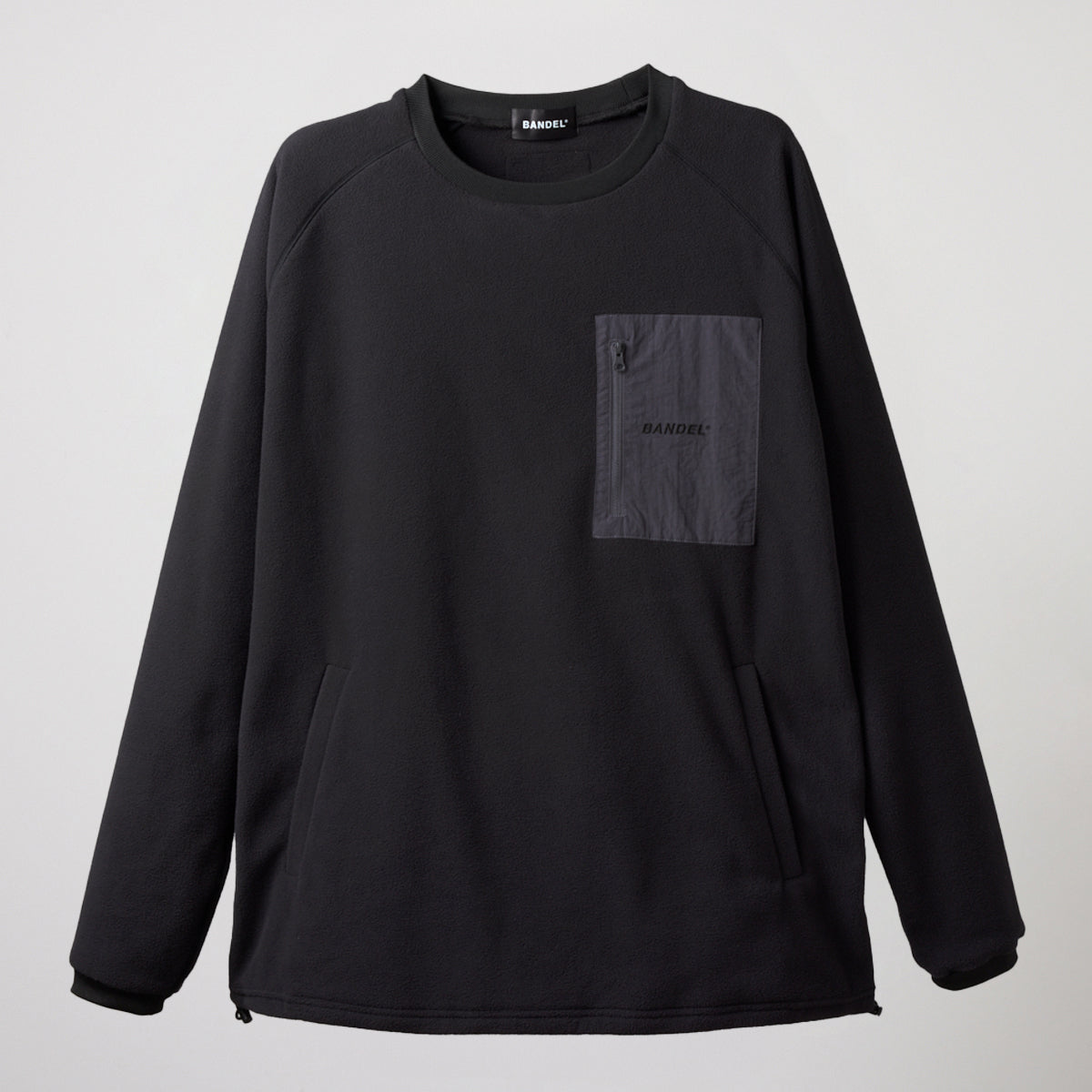 UTILITY FLEECE CREW NECK BGS-4AUFCS ロンT フリース 温度調節 防風 ファスナーポケット ドローコード / BLACK