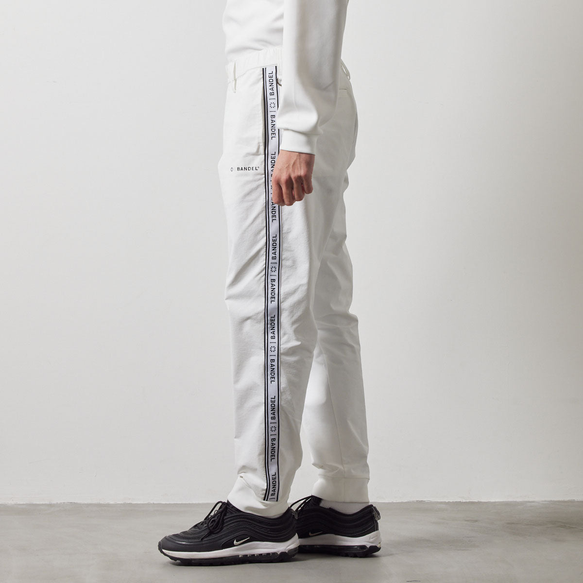 WATER REPELLENT PIPING LONGPANTS BGS-4AWPLP 高耐久 4WAYストレッチ 撥水 起毛 イージーケア セットアップ / WHITE