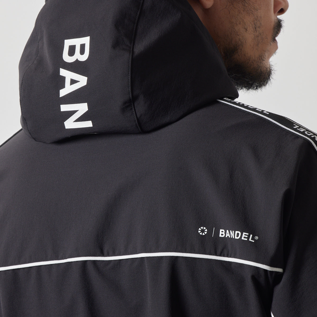 WATER REPELLENT PIPING ZIP PARKA BGS-4AWPZP 高耐久 4WAYストレッチ 撥水 起毛 イージーケア セットアップ / BLACK