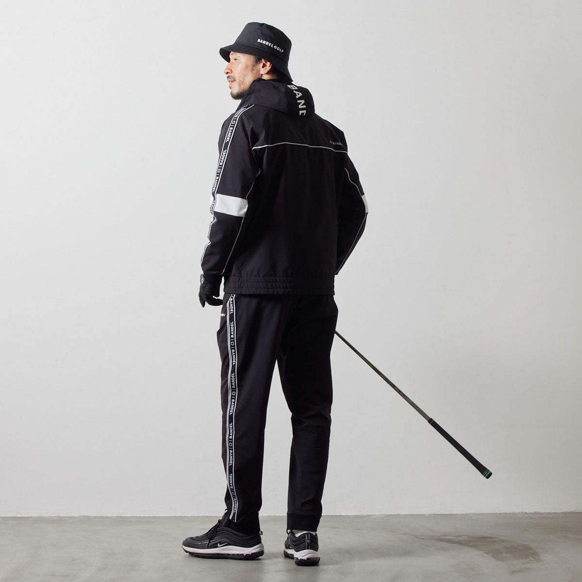 WATER REPELLENT PIPING ZIP PARKA BGS-4AWPZP 高耐久 4WAYストレッチ 撥水 起毛 イージーケア セットアップ / BLACK