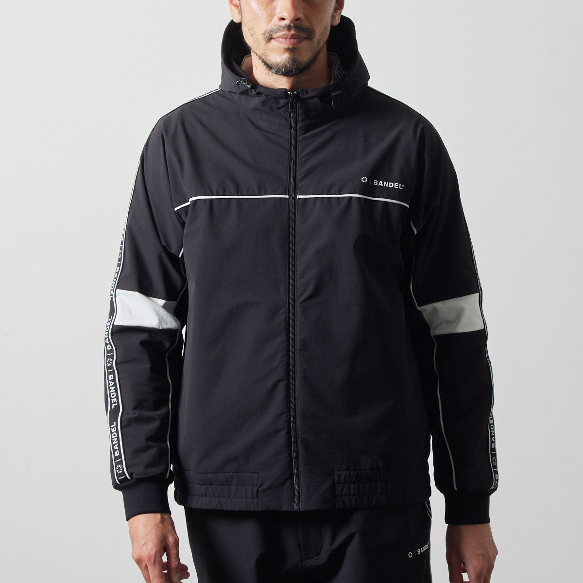 WATER REPELLENT PIPING ZIP PARKA BGS-4AWPZP 高耐久 4WAYストレッチ 撥水 起毛 イージーケア セットアップ / BLACK