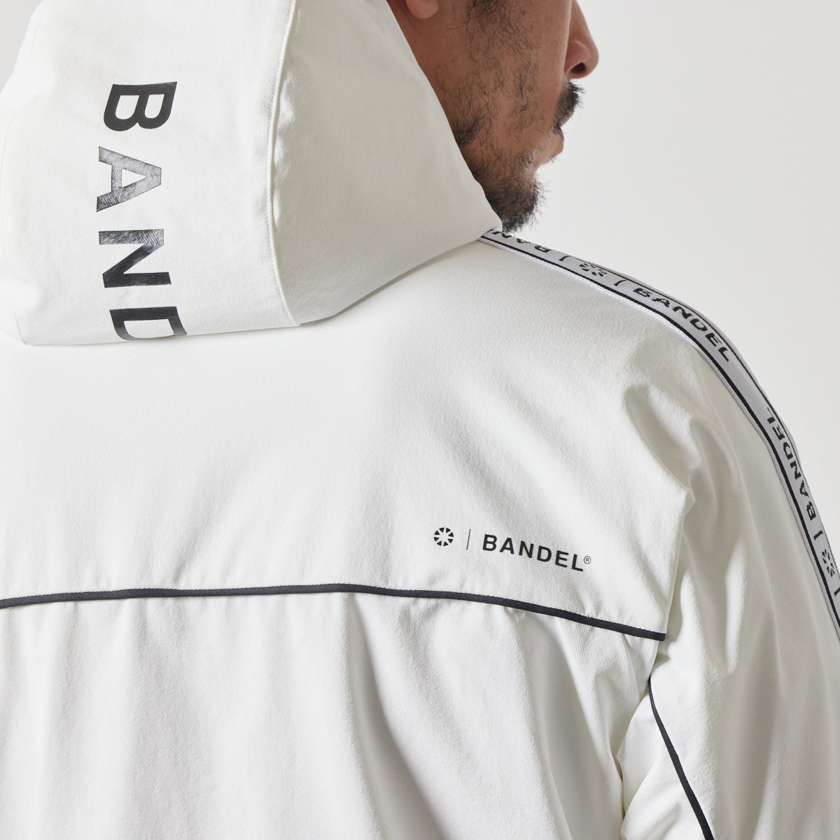 WATER REPELLENT PIPING ZIP PARKA BGS-4AWPZP 高耐久 4WAYストレッチ 撥水 起毛 イージーケア セットアップ / WHITE