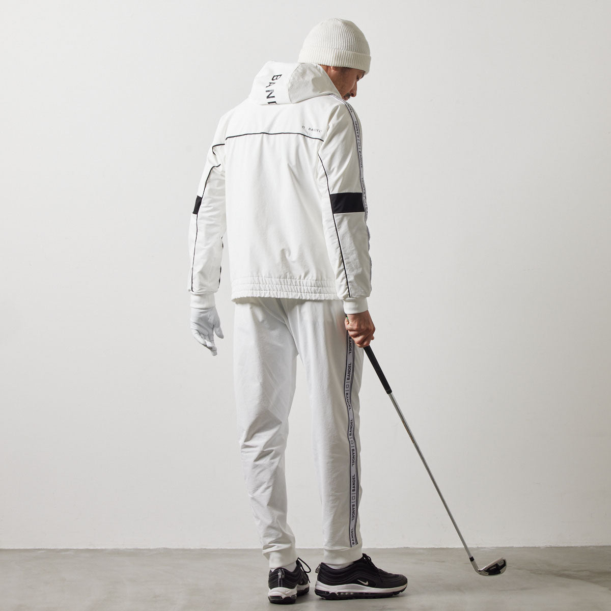 WATER REPELLENT PIPING ZIP PARKA BGS-4AWPZP 高耐久 4WAYストレッチ 撥水 起毛 イージーケア セットアップ / WHITE