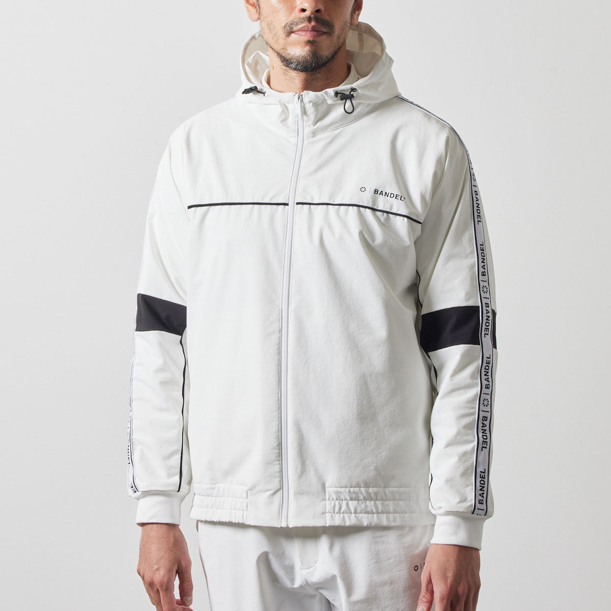 WATER REPELLENT PIPING ZIP PARKA BGS-4AWPZP 高耐久 4WAYストレッチ 撥水 起毛 イージーケア セットアップ / WHITE