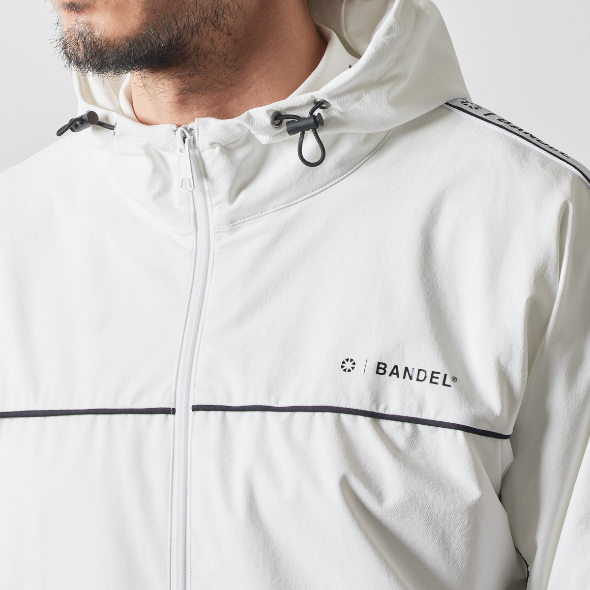 WATER REPELLENT PIPING ZIP PARKA BGS-4AWPZP 高耐久 4WAYストレッチ 撥水 起毛 イージーケア セットアップ / WHITE