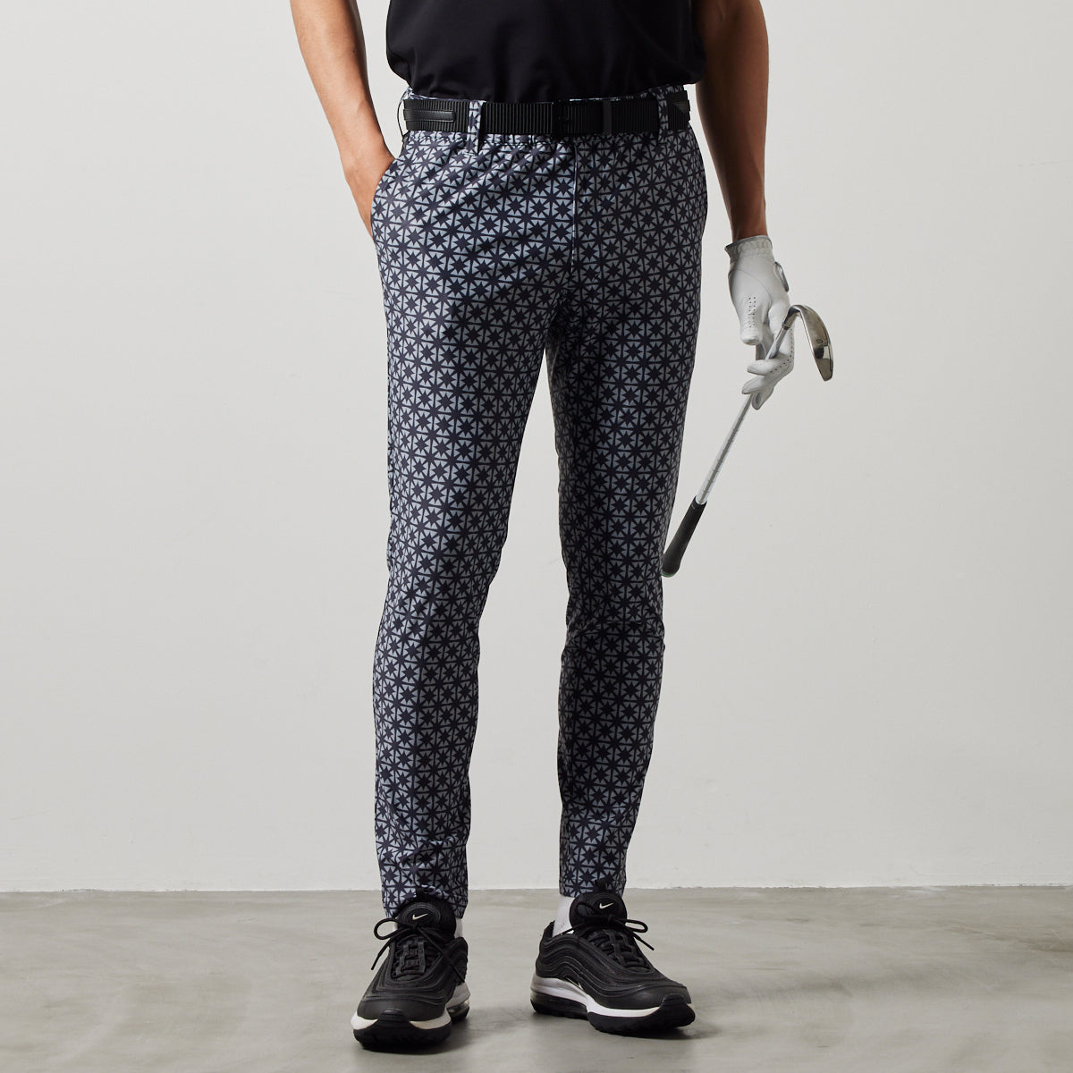 BANDEL GOLF バンデルゴルフ ロングパンツ ALLOVER STRECH TAPERED PANTS BGS-4SAOLP BLACKxGRAY