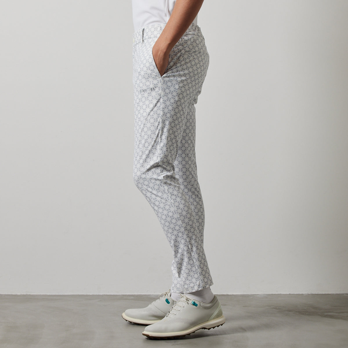 BANDEL GOLF バンデルゴルフ ロングパンツ ALLOVER STRECH TAPERED PANTS BGS-4SAOLP WHITE LINE GRAY